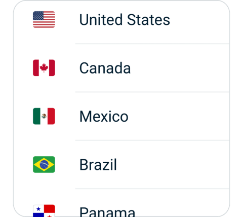 Aox connect step 2, choose VPN server location